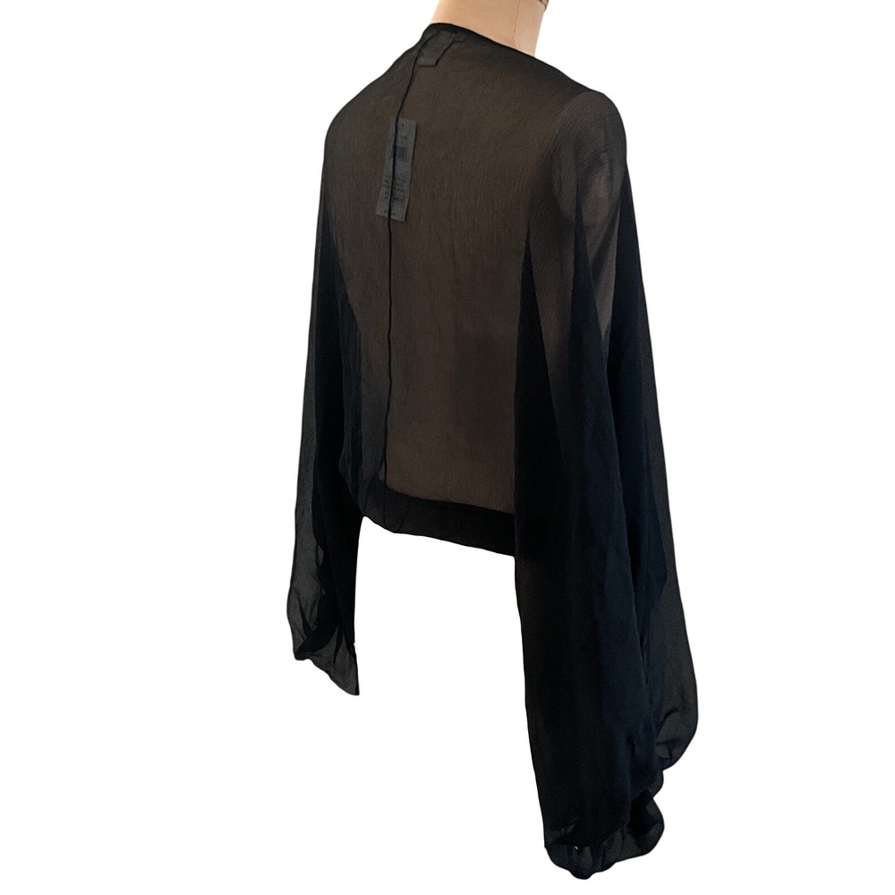 MaxAzria Collection Silk Chiffon Sheer Tie Front Shrug Bolero Black Size XS NWT - Picture 8 of 12